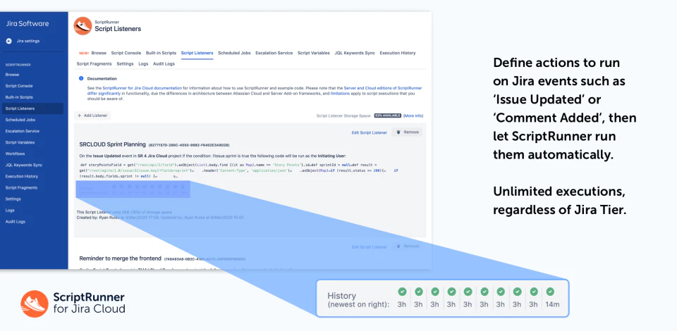 screenshot of ScriptRunner for Jira